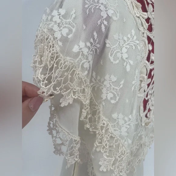 Vintage Scott McClintock 1980s Cottagecore Lace & Rosette Detail Dress - Picture 13 of 16